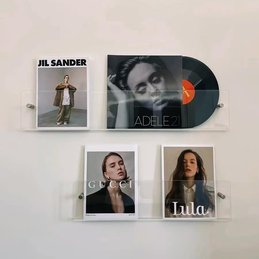 亚克力创意壁挂式书架墙收纳架透明图画书架杂志架墙装饰收纳展示