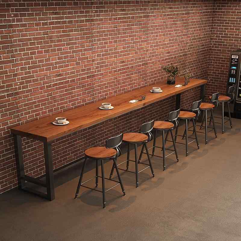 实木吧台桌家用阳台靠墙长条桌奶茶店咖啡厅酒吧高脚桌椅组合商用