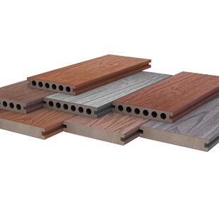 塑木地板厂家3D浮雕立体木纹塑木圆孔地板共挤庭院阳台地板