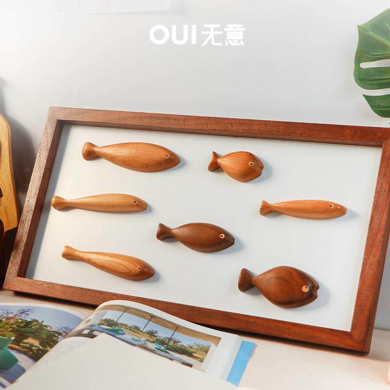 原木风年年有鱼实木挂画客厅装饰画墙面装饰挂饰乔迁礼物冰箱贴