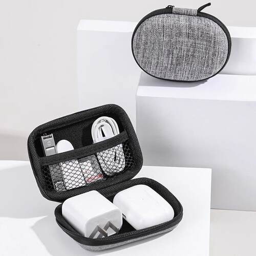 Digital Storage Bag Portable Data Cable Organizer Solid Colo