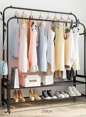 挂衣架落地卧室移动简易室内衣帽架小型晾衣服架子单杆式家用折叠