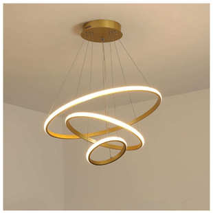 艺术卧室书房吊灯批 楼梯圆环三层创意个性 北欧风格 全铜餐厅吊灯