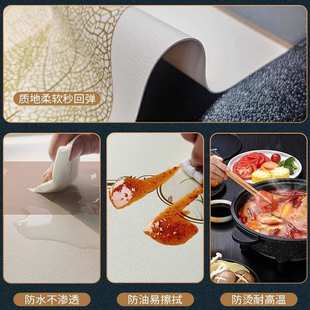 皮革圆形桌布防水防油免洗防烫圆桌桌布双层带转盘圆桌垫 新中式