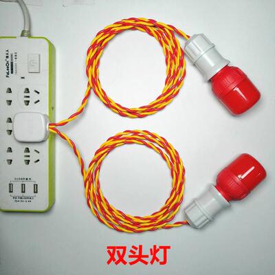 带线红色灯泡灯笼专用红色led螺口灯红光喜庆吊灯悬挂E27延长线灯