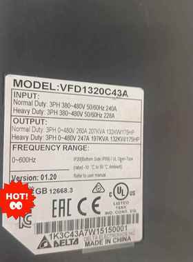 台达变频器 C2000系列 VFD1320C43A 38议价