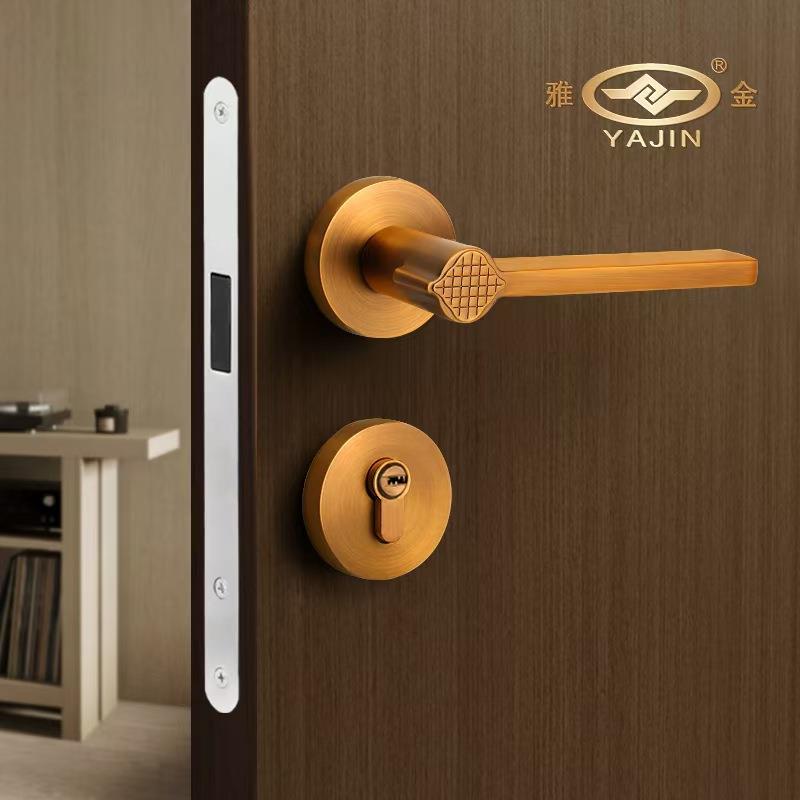 内门锁一体卧室机械静音木门锁用WSF房室间法房式复古卫家生间门