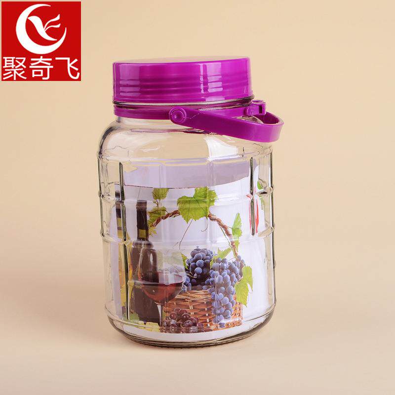 3升L 玻璃葡萄酿酒坛子酵素桶密封杨梅酒泡酒方格