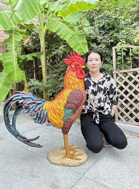 仿真大公鸡摆件庭院装饰品鸡模型生肖鸡户外饭店门口招财工艺雕塑