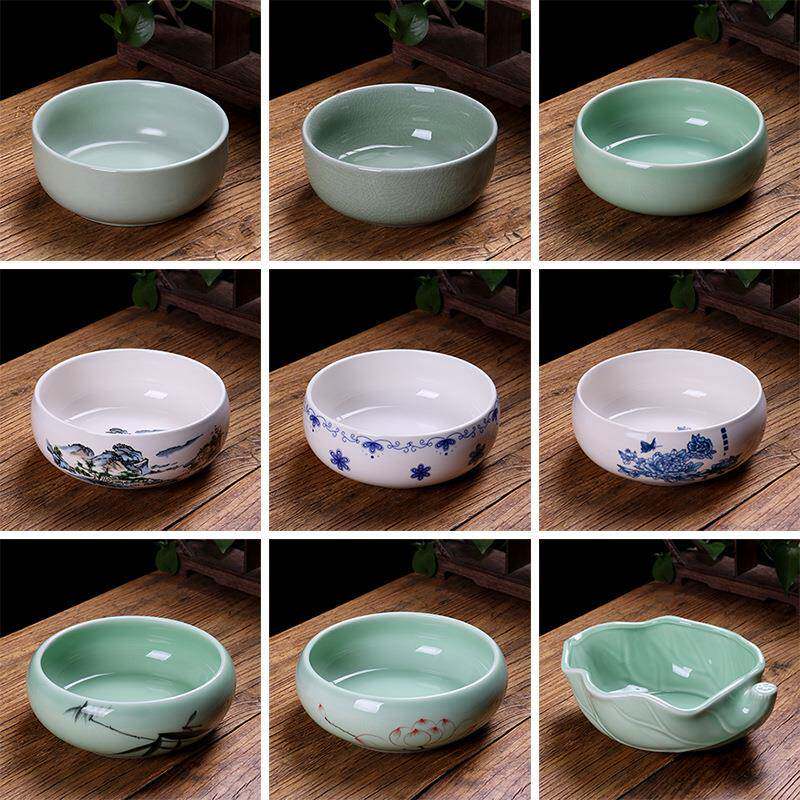 陶瓷茶洗厂家自销白瓷大号青瓷功夫茶具水孟洗茶杯盆笔洗可定LOGO