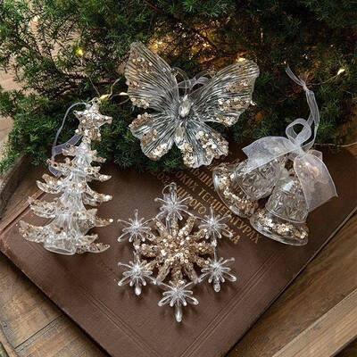 Acrylic Crystal Christmas Tree Ornaments Hanging Pendant Sno