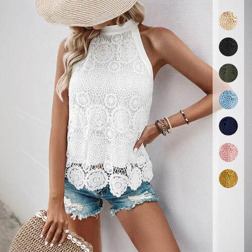 Vest lace halter top for women 背心蕾丝挂脖上衣女