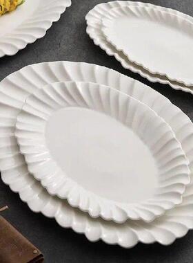 Irregular Flower Edge Plate Ceramic Steamed Fish Plate