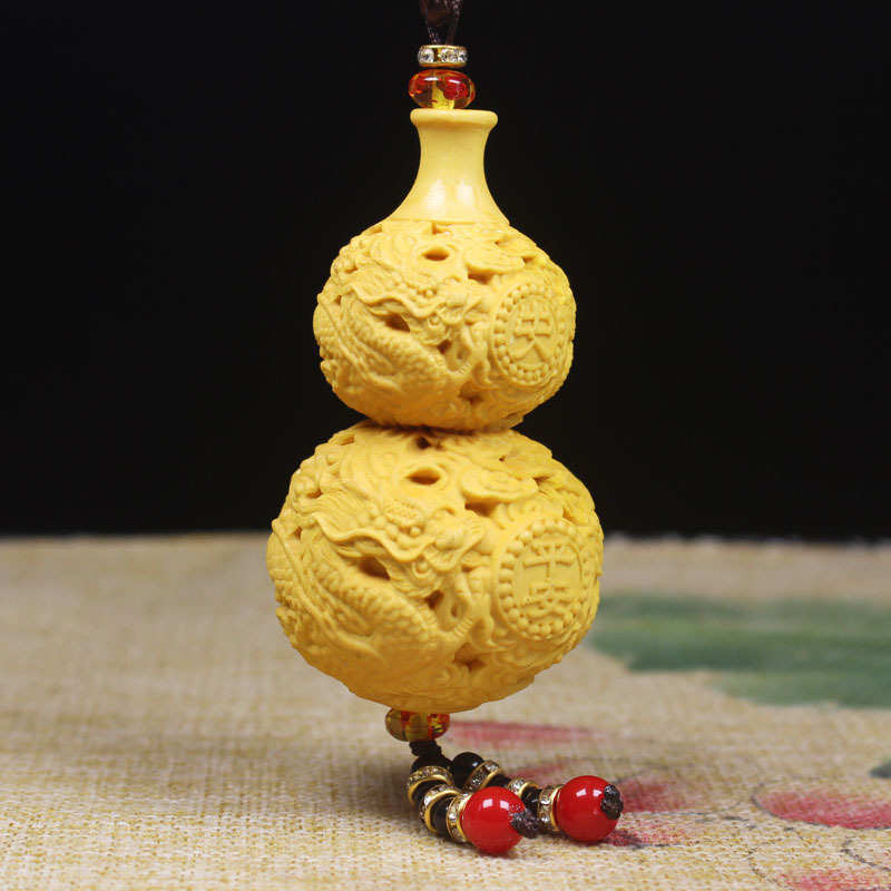 雕刻车盘龙葫芦挂厂家直销 挂盘龙葫芦镂空 珠  戏黄杨木车