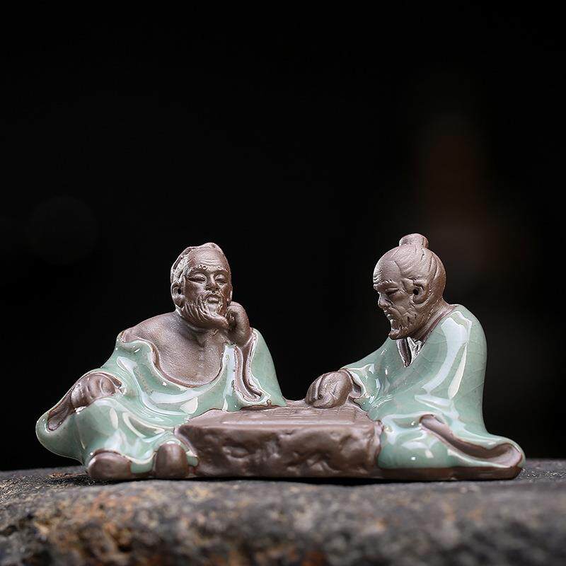 微景观盆景配件多肉花盆桌面小摆件哥窑花宠陶瓷小和尚造景装饰品