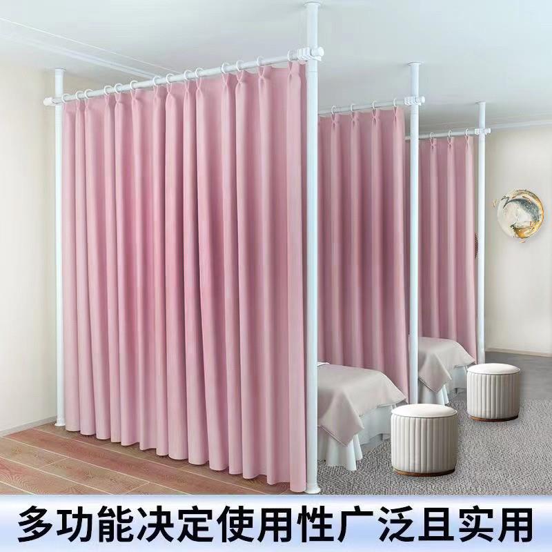 出租屋免打孔顶天立地隔断杆卧室房间挡床分隔美容院简易衣架屏风