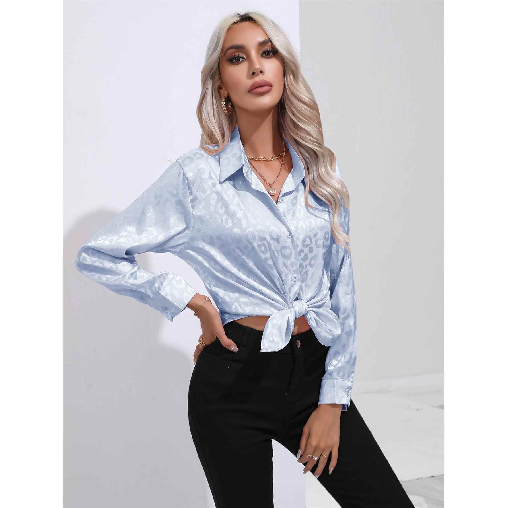 clothing shirt imitation Leopard shirt new long womens