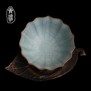 青澹汝窑茶杯主人杯单杯陶瓷手工品茗杯茶盏景德镇汝瓷功夫茶茶具