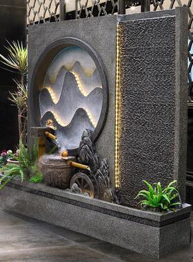 大型田园流水屏风玄关水幕墙喷泉水景景观假山落地摆件公司送礼