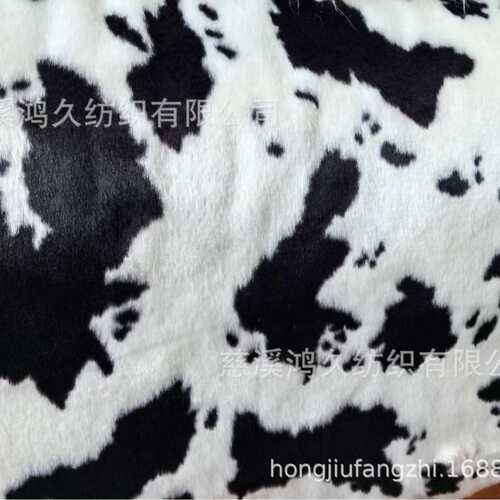 长毛绒生产厂家现货供应 服装鞋帽用长毛绒 黑白奶牛纹  毛绒布料