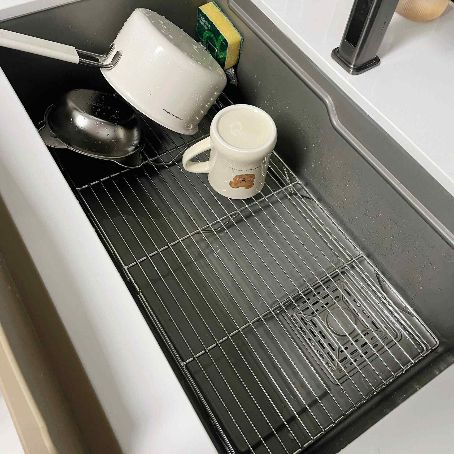 厨房沥水架水槽边水盆碗盘不锈钢过滤网家用2025新款洗碗池置物架