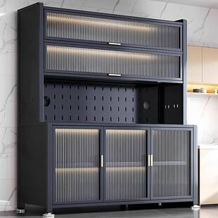 饰品升级防尘餐柜厨房多功能落地置物架微波炉收纳靠墙柜子储物