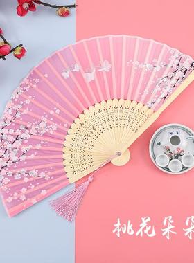 滦达旦戏曲古典舞表演t中国风桃花走纸扇子花古风儿童黑色京剧折