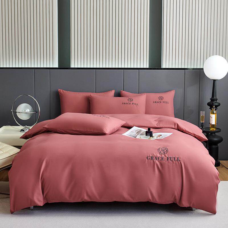 新款床上2用品亲肤水洗棉四件套刺被套床学单绣生宿舍1yfj.m三件