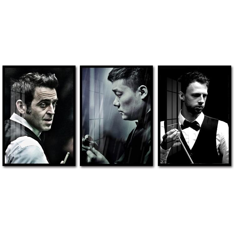 桌球挂画现代简约斯诺克明星俱乐部海报贴画墙贴壁画台球厅装饰画