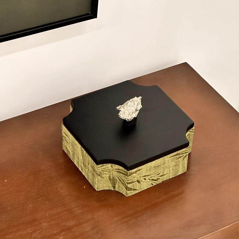 新复古主义墨绿色收纳盒绿竹林木质高档氛围感首饰盒梳妆台摆件