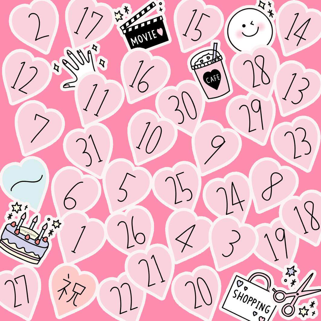 手账1-31号数字贴纸 Ins风可爱手帐手机ipad字母贴画 防水号码贴