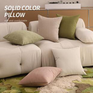 客厅沙发上的抱枕雪尼尔人字纹纯色套绿色简约大靠垫靠枕腰靠沙发