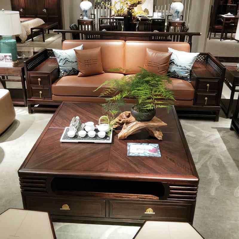 新中式实木沙意发组合现代奢sf-q03沙小户发型禅轻别墅客厅高端家
