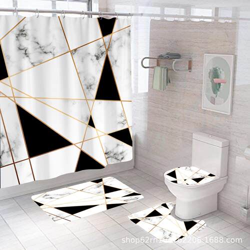 Modern Art Style Marble Luxury Shower Curtain Waterproof Hom