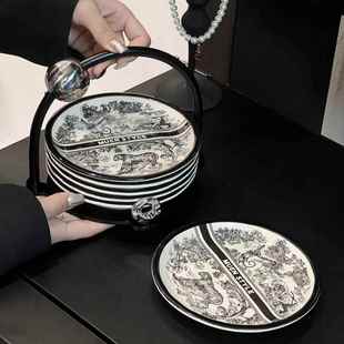 轻奢陶瓷吐骨碟家用高级感食品级6寸高档水果甜品餐桌渣盘圆形