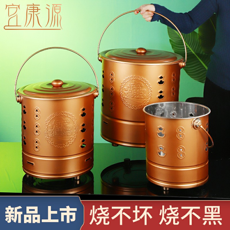 适用于烧纸钱桶不锈钢金桶加厚焚烧化钱炉家用锡箔宝桶化经纸筒拜