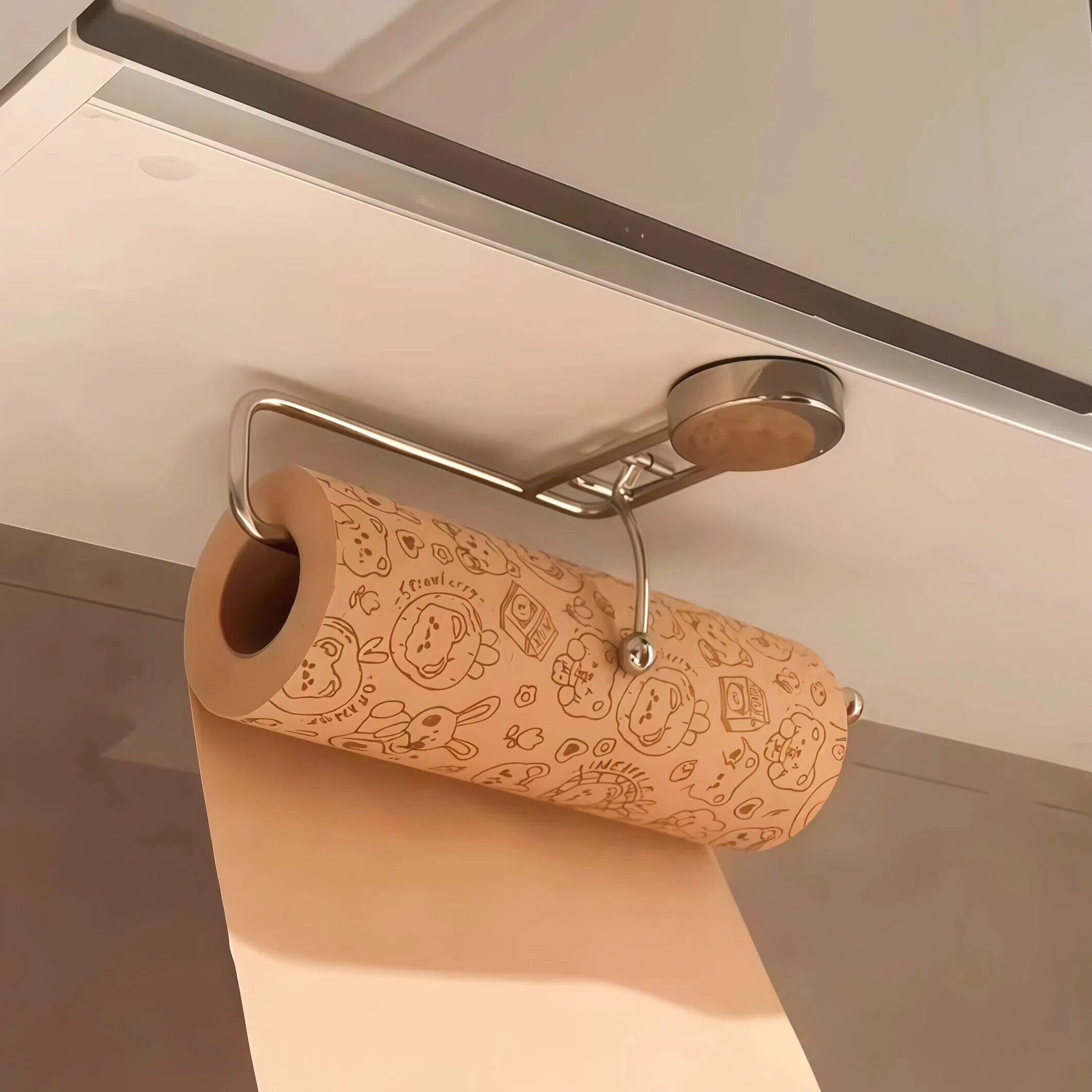 厨房纸巾架纸挂架卷筒卫生纸架子倒挂悬挂架吸盘式免打孔不锈钢抹