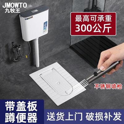 陶瓷蹲坑蹲便器带盖板一体卫生间水箱套装家用便池便盆蹲厕大便器