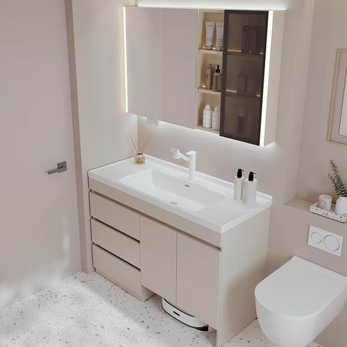 安苒卫浴新款陶瓷一体盆落地基站浴室柜卫生间洗手盆洗脸盆洗漱台