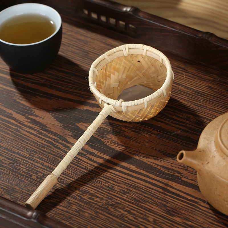 竹编茶漏茶滤 过滤网架器创意手工藤编隔虑茶叶 功夫茶具泡茶配件