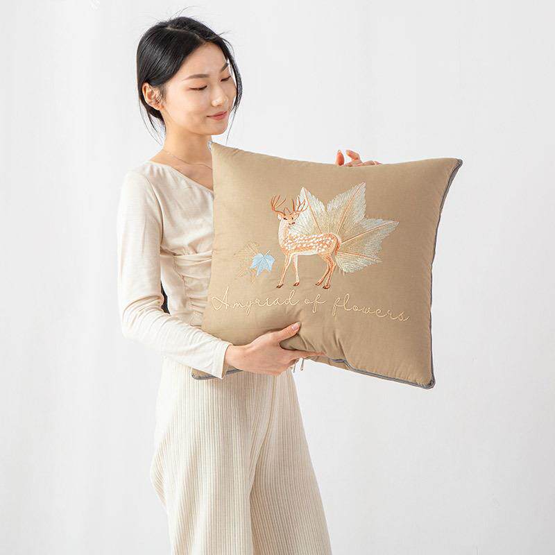 高支高密加厚纯棉抱枕被子两用可贴身盖的午休被子二合一汽车靠垫