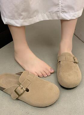 女春单勃肯鞋火2026秋新款外穿厚底博肯包头半拖鞋懒人一脚0123k