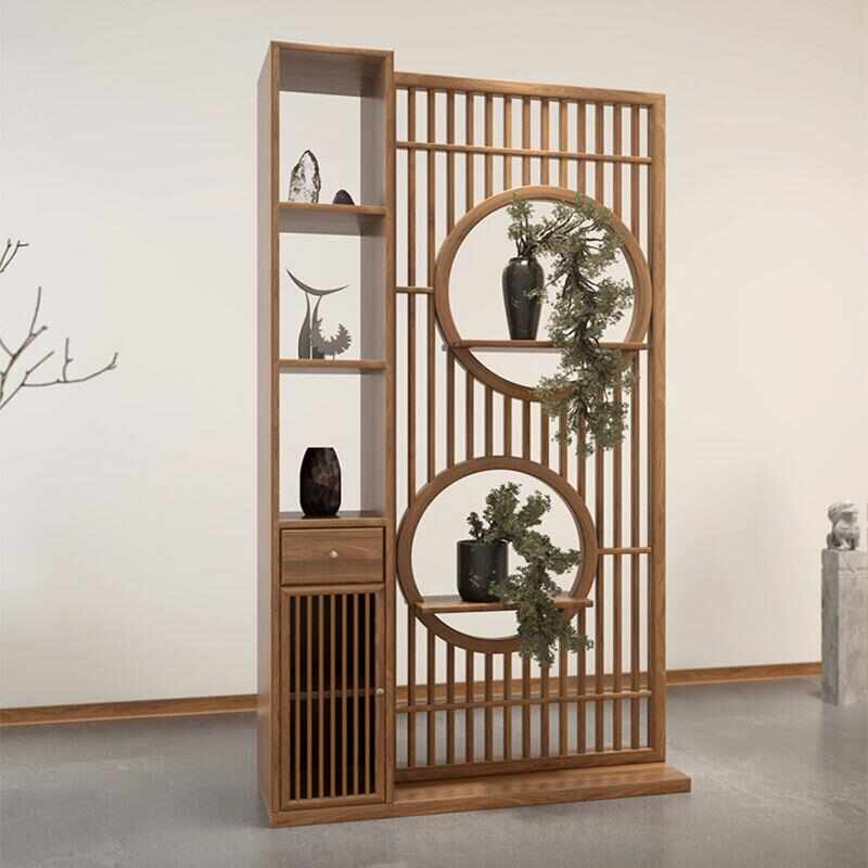 中式实木屏风客厅隔断柜简约现代正对入户门玄关柜家用遮挡置物架