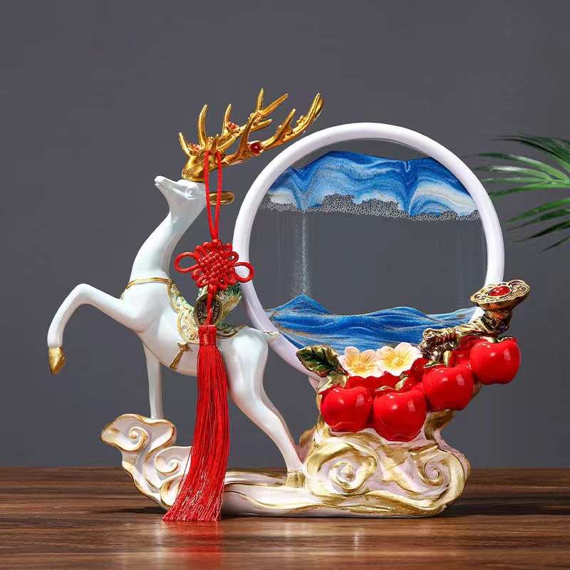 一路高升山水流沙画客厅摆件装饰品玄关酒柜桌面摆设乔迁新居礼品