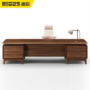 迪欧新中式实木总裁桌老板办公桌 办公家具大班台老板桌椅组合