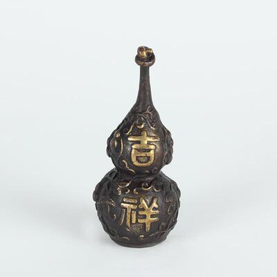 纯黄铜小葫芦吉祥玉堂狮子葫芦家居办公室墙壁挂件茶桌装饰工艺品