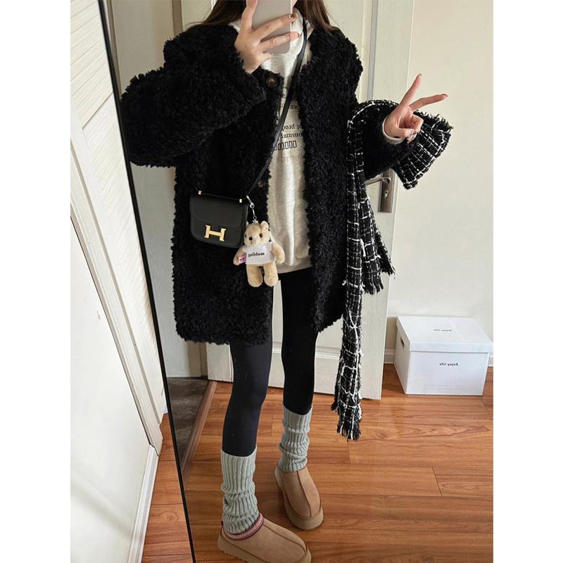 2025秋冬季羊羔毛绒外套女高级感中长款皮毛一体加厚保暖皮草大衣