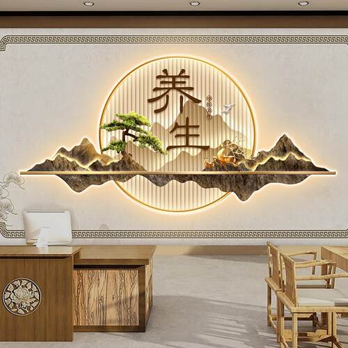 养生馆装饰画中医馆氛围布置挂画led发光灯画形象墙面装饰壁画