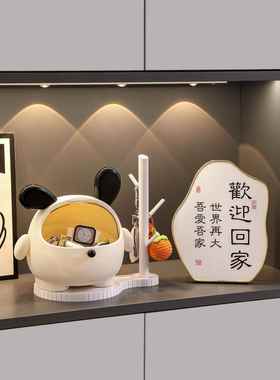 墩墩狗玄关钥匙收纳盒摆件入户门口鞋柜装饰品客厅桌面储物盒子