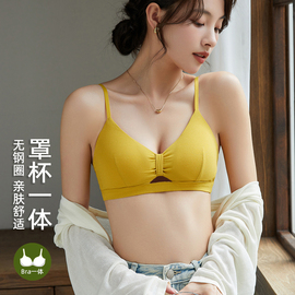 美背内衣女夏季薄款小胸聚拢黑色法式细带文胸罩背心式无钢圈抹胸